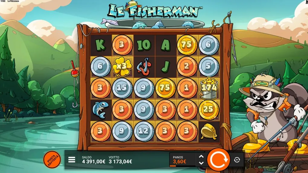 Le Fisherman slot reels, one of the slots featured at SpinBoss — Games at SpinBoss